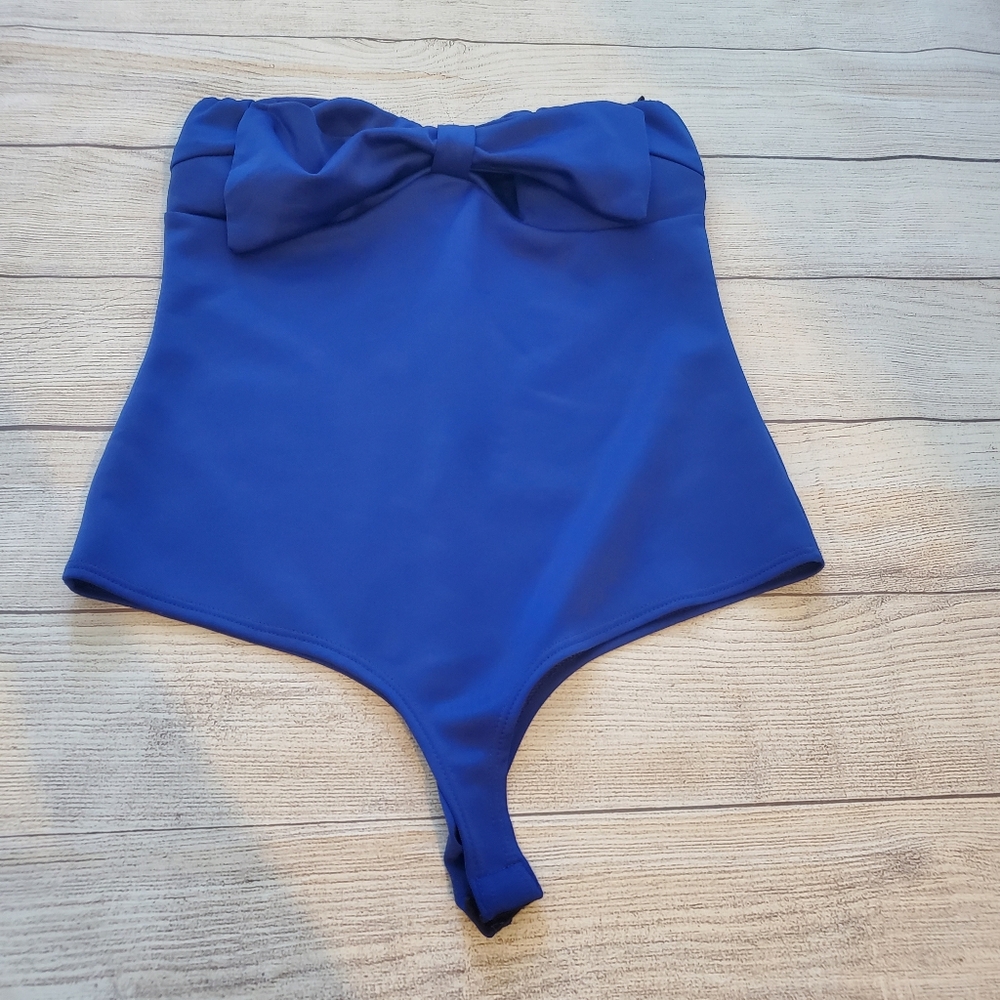 Clay royal blue strapless bodysuit. **no size tag**